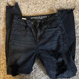 American eagle jeggings ripped black